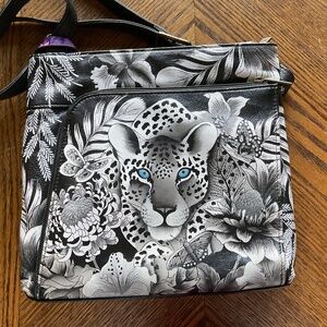 Anuschka Leopard cross body bag